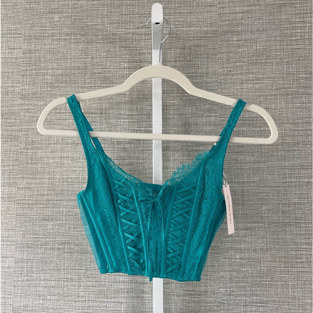 Victoria’s Secret Dream Angels Unlined Lace-Up Corset Top (Turquoise)